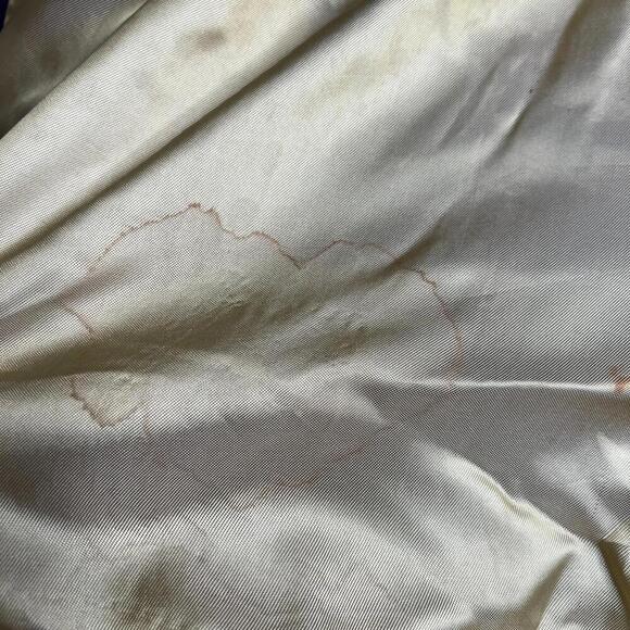 Vintage 80s Hunts Athletic Goods Varsity Letterman Jacket Purple Gold Wool Leath - Picture 11 of 12